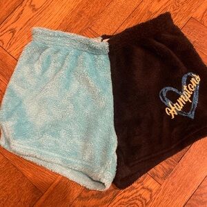 Two-Tone Fuzzy Shorts with Heart Design